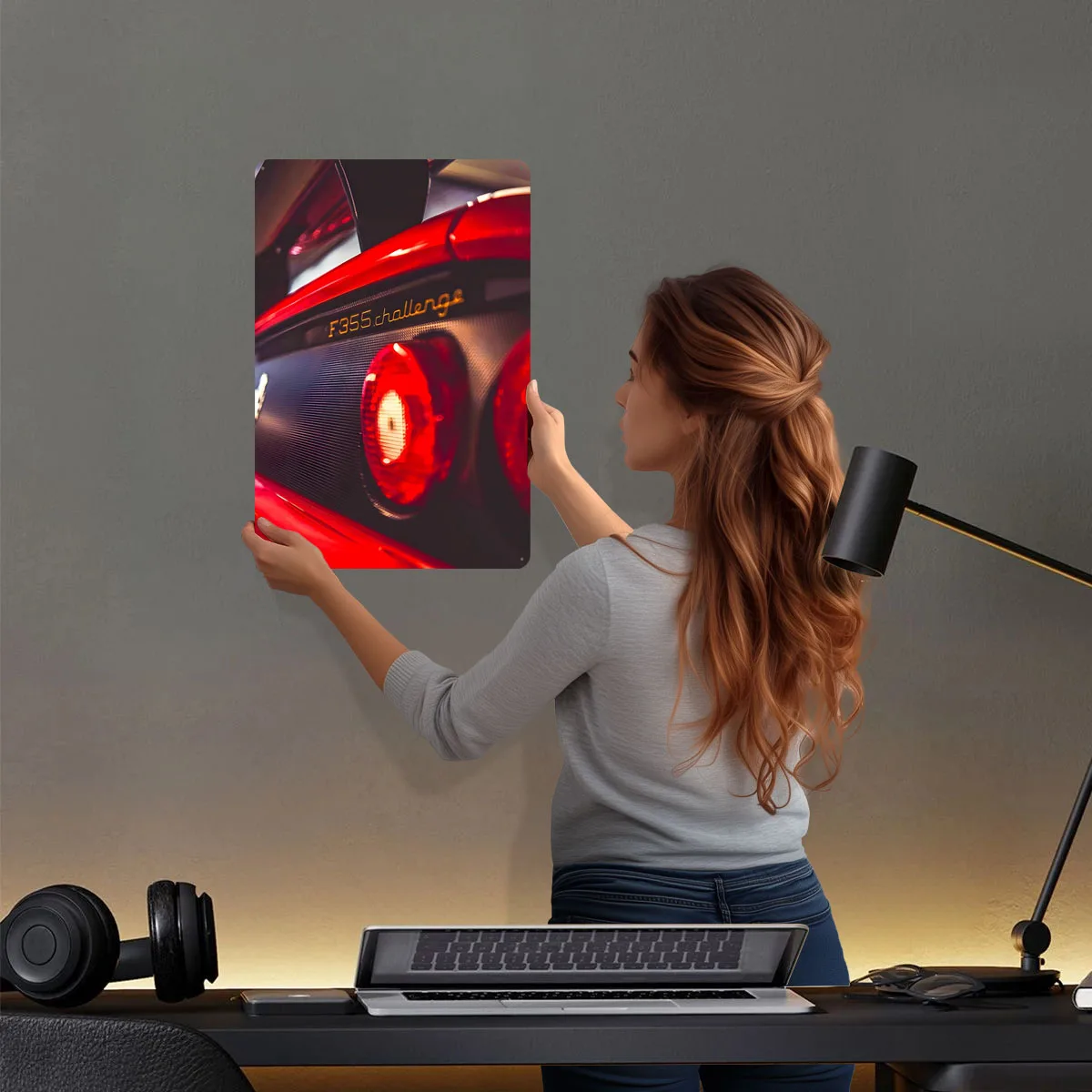 Ferrari F355 Challenge Rear Tinplate Signs Car Poster Wall Art Mural Custom Metal Sign for Wall Art Decoration Vintage Decor Bar