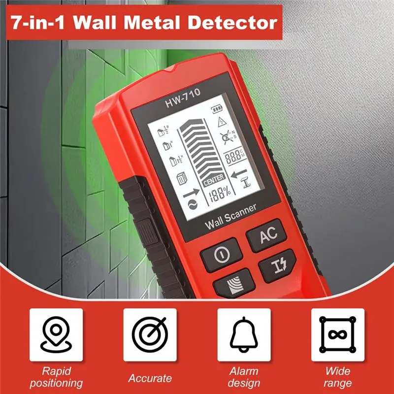 A72Z Stud Finder Wall Scanner, 7 In1 Wall Stud Finder Tool Withalarm Handheld Finders