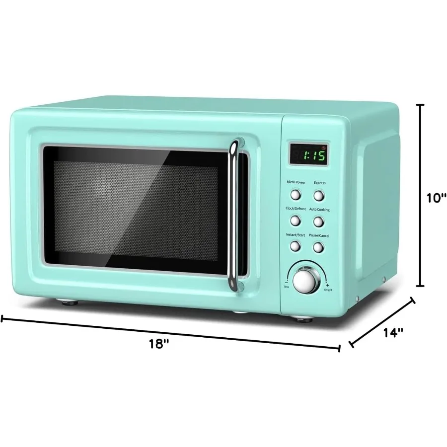 فرن ميكروويف ريترو مدمج لكونترتوب المطبخ 0.7 قدم مكعب صغير الحجم مع وظيفة تذويب 5 مستويات طاقة 8 طبخ تلقائي Pr