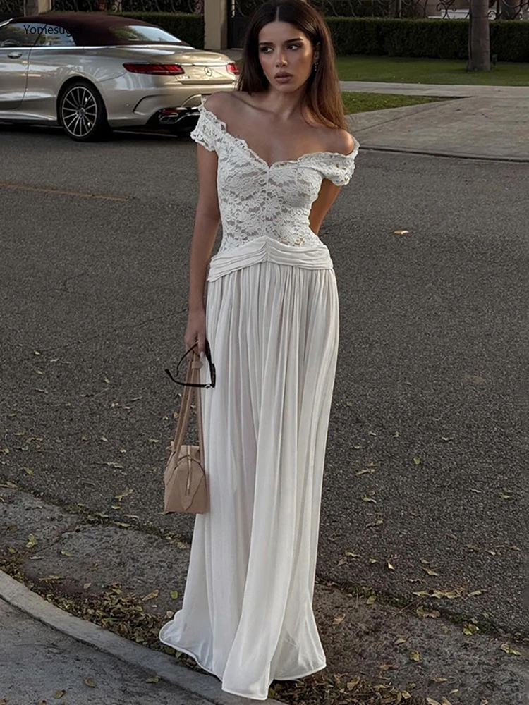 Elegancka sukienka z koronkowymi wstawkami Yomesugar, damska, seksowna, prześwitująca, z dekoltem w serek, bez rękawów, obcisła, idealna na przyjęcie urodzinowe lub do klubu.