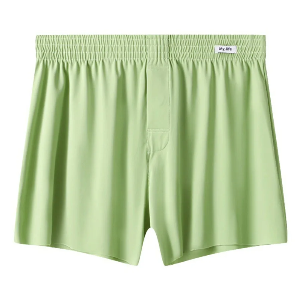 

Ins Fashion Solid Color Men's Boxer Briefs Seamless Mid Waist Men Ice Silk Panties Large Size Lingerie Shorts Underpants Male