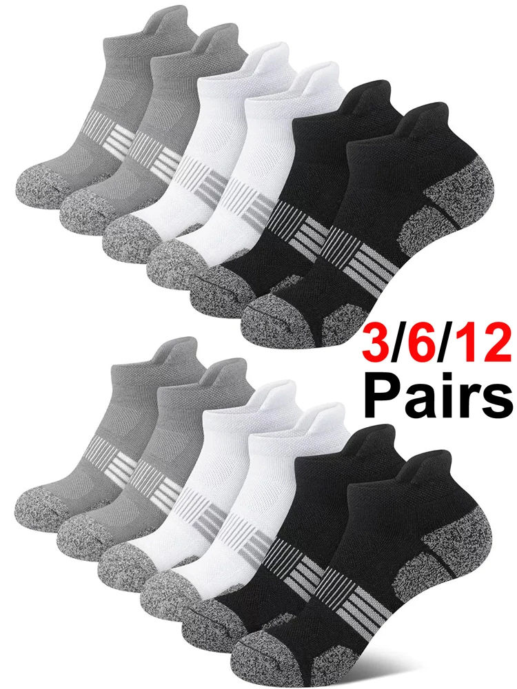 3/6/12/24/30 Paar Herren-Knöchelsocken in großen Größen, atmungsaktiv, schweißabsorbierend, niedrig geschnitten, für Basketball und Laufen, mit Fersenpolster