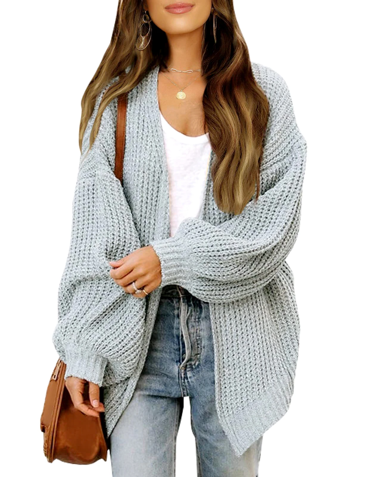 Fashion Women's Lantern Sleeves Thick Knitted Cardigan 2023 Autumn/Winter New Knitted Sweater Women's Coat