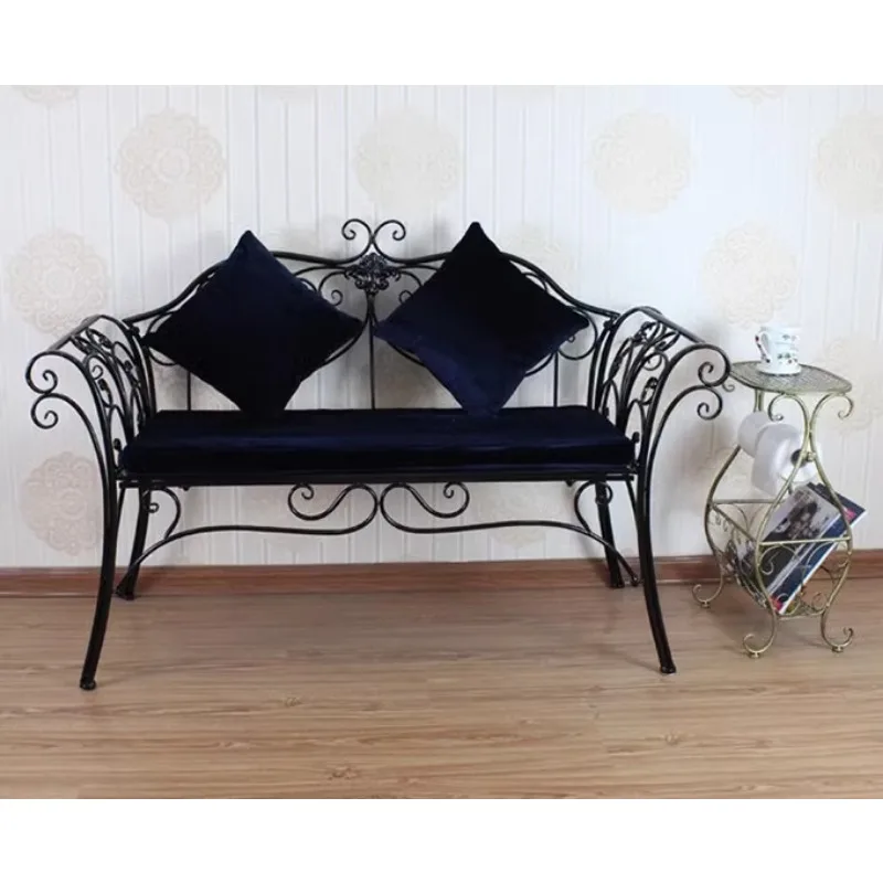 European double chair garden chair wrought iron chair outdoor leisure seat park bench strip courtyard  park