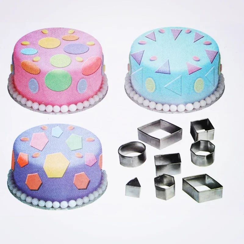 24pcs/set Stainless Steel Cookie Cutter Mold Round Square Geometric Shapes Pastry Biscuit Fondant Mold DIY Cake Decorating Tools