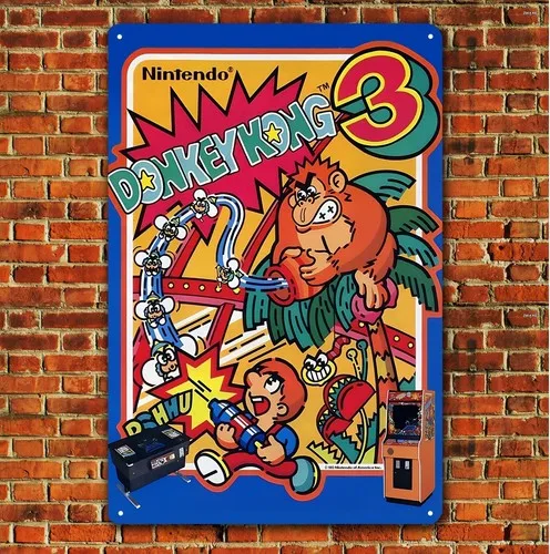 Donkey 3 Retro-Videospiel-Metallposter – 20 x 30 cm (8 x 12 Zoll) – Aluminium