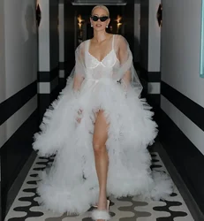 Ruffles Boho Bride Robe Nightgown Bridal Gowns Photo Shoot Maternity Dressing Gown For Photography Wedding Jacket Customized