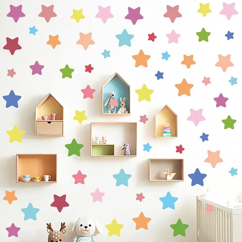 1Pcs Colorful Star Furniture Wall Stickers for Windows Door Kids Room Bedroom Decoration Children's Room Decor Living Room DIY