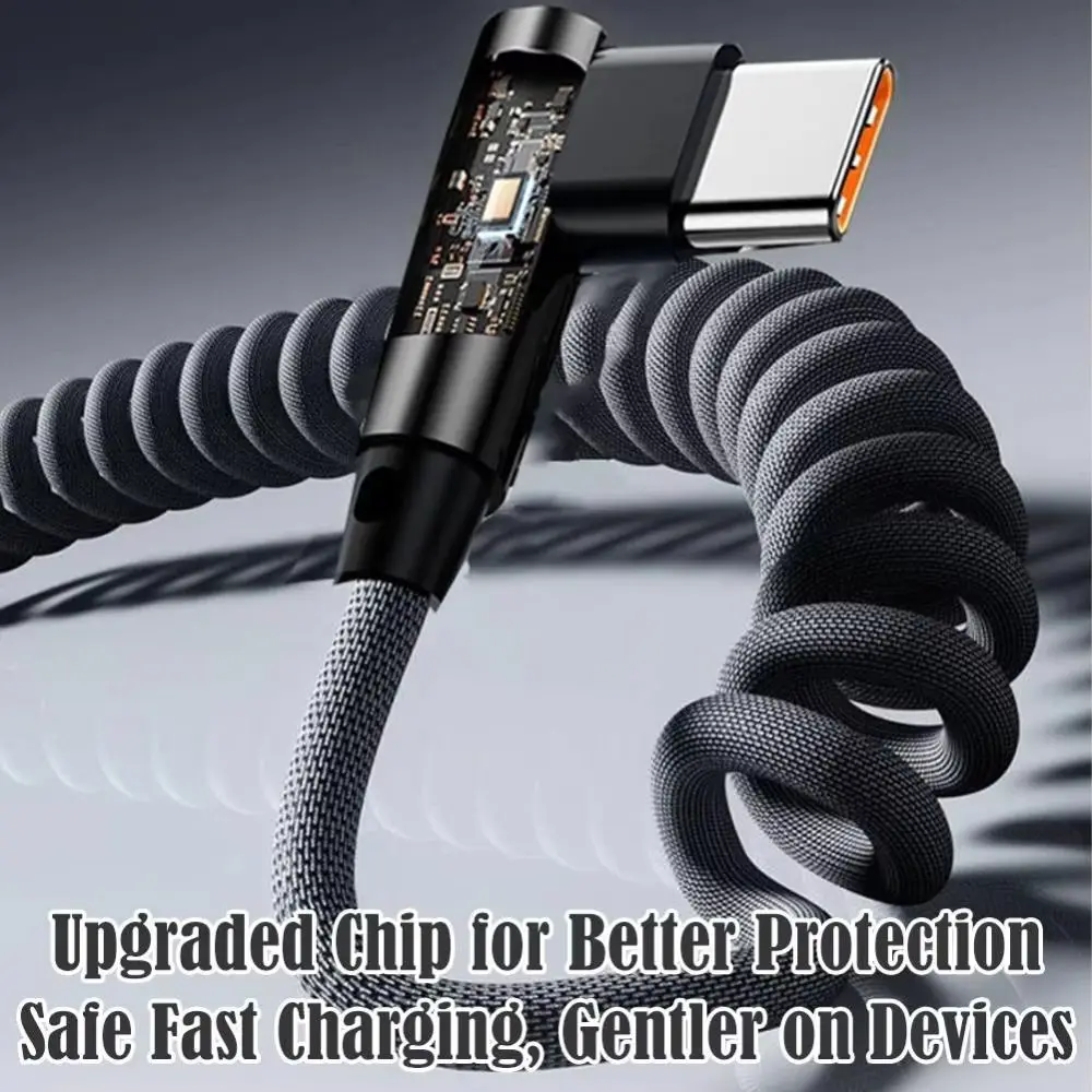 Spiral Design Phone Charge Cable Retractable Fast Charging USB Charger Cable USB To Type C Retractable Charging Cord For Xiaomi view 3