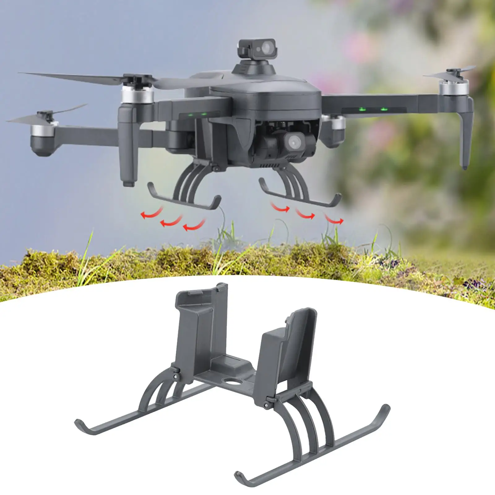 Складной удлинитель высоты посадочного шасси для дрона SG906 Max, легкий увеличивающий высоту 33 мм (темно-серый) ударопрочный