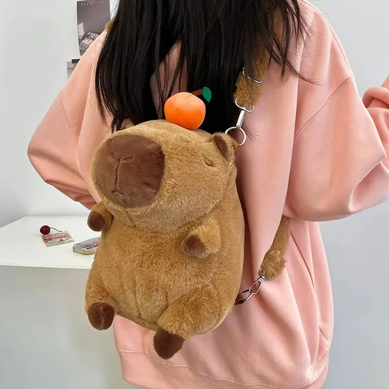 Sac à dos en peluche Capybara pour femme, sac à bandoulière femme, sac polyvalent, sac à main de dessin animé, sac d'école étudiant, simulation douce, nouveau