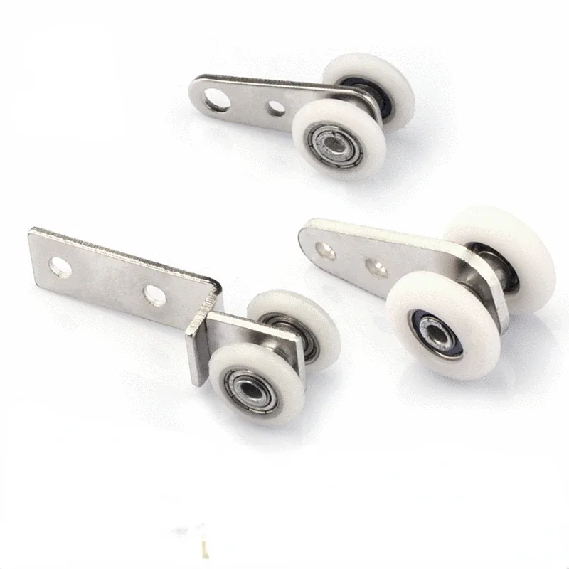 10pcs 45x19mm Metal Bearing Pulley Block with Two Plastic Wheel for Wardrobe Cupboard Window Cabinet Sliding Doors