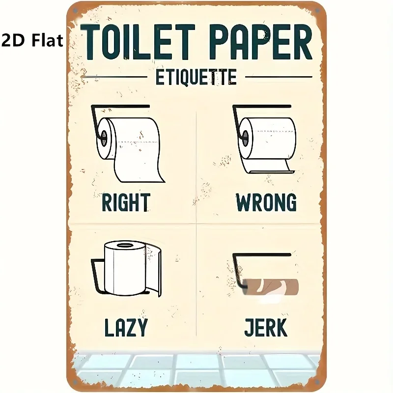 15cm X 20cm (5.85in X 7.8in) 2D Flat, Toilet Paper Etiquette Decoration, Home Decoration Products, Indoor Living Room Wall Si