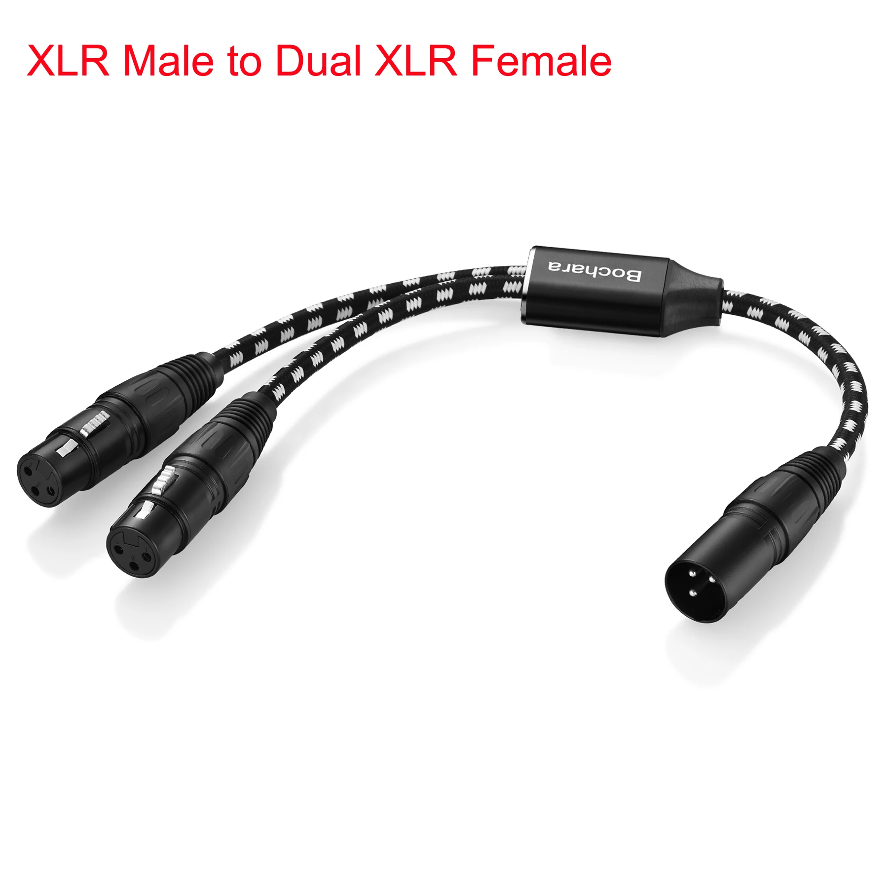 Bochara Braided XLR Male to Dual XLR Female 3pin Splitter Cable Dual(Foil+Braided) Shielded For Microphone Mixer Amplifier 50cm