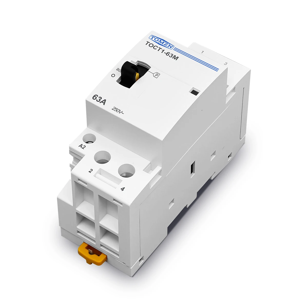 TOMZN TOCT1 2P 63A 220V/230V 50/60Hz Din Rail Household AC Modular Contactor With Manual Control Switch 2NO or 1NO 1NC or 2NC