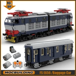 MOC Building Blocks City FS E656 Locomotive Train Technology Bricks DIY Assembly Motors Vehicle Transportation Toys Gifts