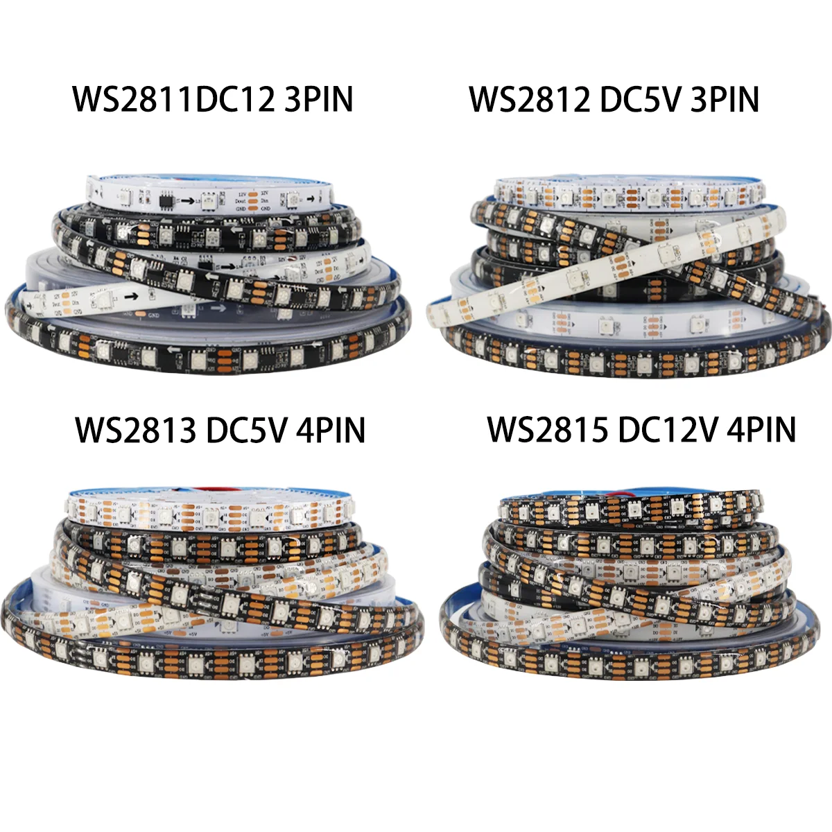 WS2812B WS2811 WS2813 WS2815 LED Strip Light 30/60/144/Leds/m RGBIC full color Dimmable flexible led lights for home decoration