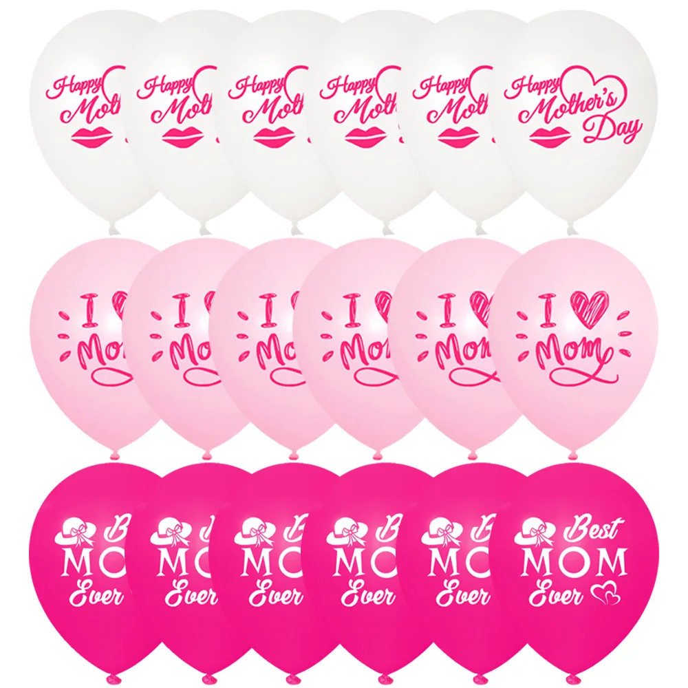 18Pcs Happy Mother's Day Latex Balloons 12inch for Best Mom Dad Ever Father's Day Gift Birthday Party Decorations Supplies