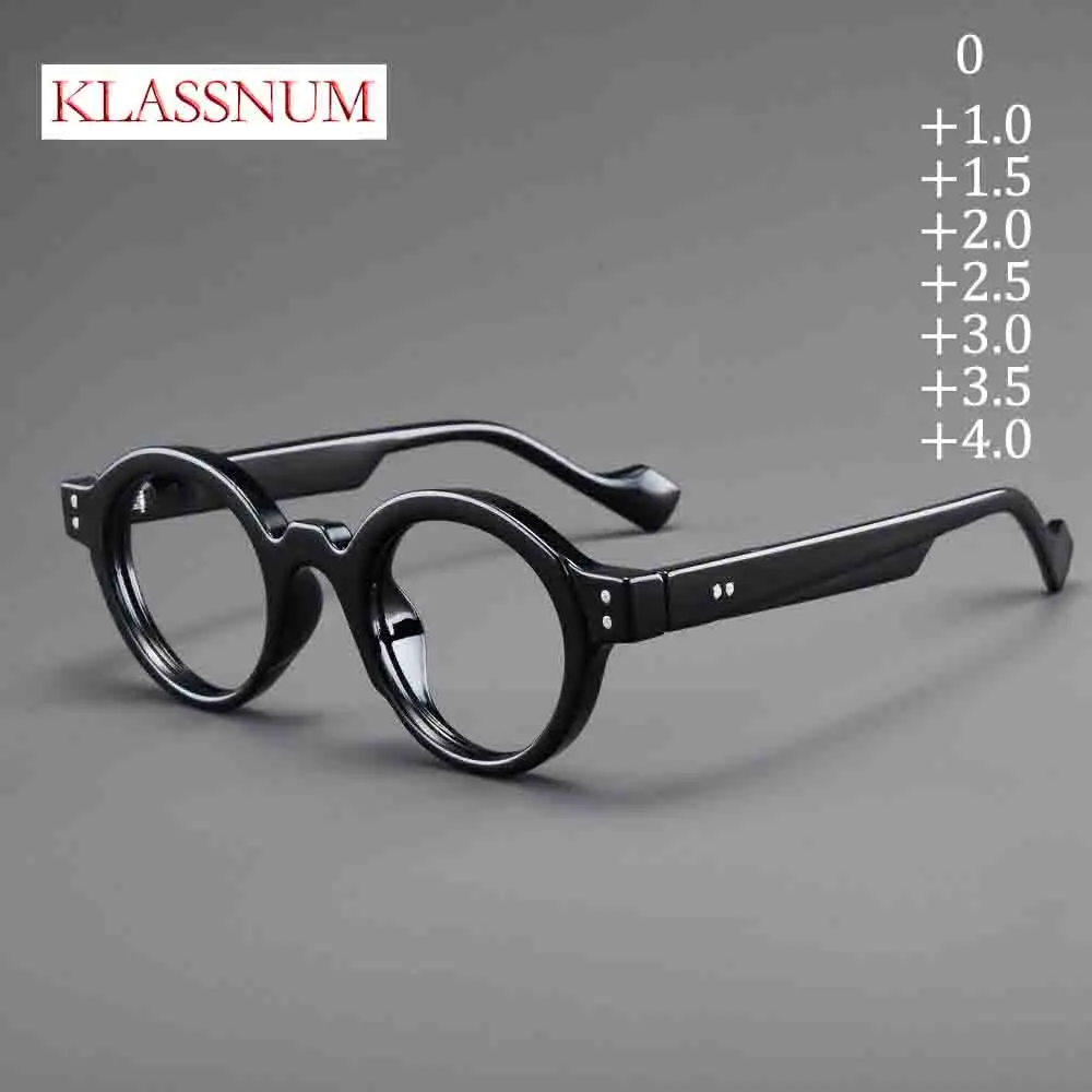 

KLASSNUM 2026 Vintage Small Round Reading Glasses Men Woman Magnifing Lens Myopic Mirror Hawksbill Presbyopia Glasses 0~+4.0