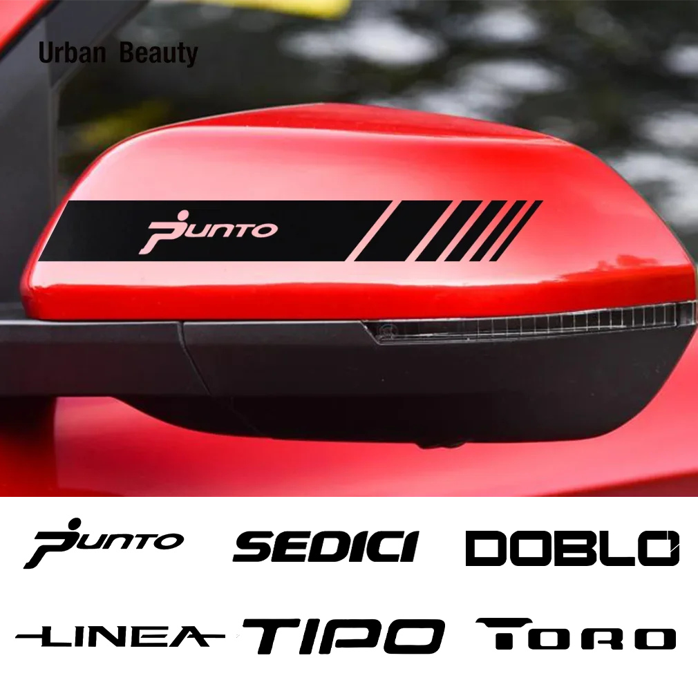 2 uds pegatinas para espejo retrovisor de coche calcomanías de película de vinilo para Fiat Panda MoBL LINEA DOBLO TORO Tipo Bravo Albea accesorios para automóviles