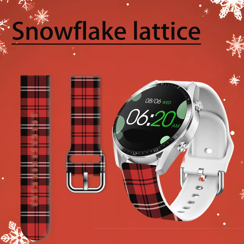 20mm Snowflake Check Strap for Samsung Galaxy Watch 7/6/5 40mm 44mm Band Replaceable Bracelet for Amazfit Balance 5Pro for Women