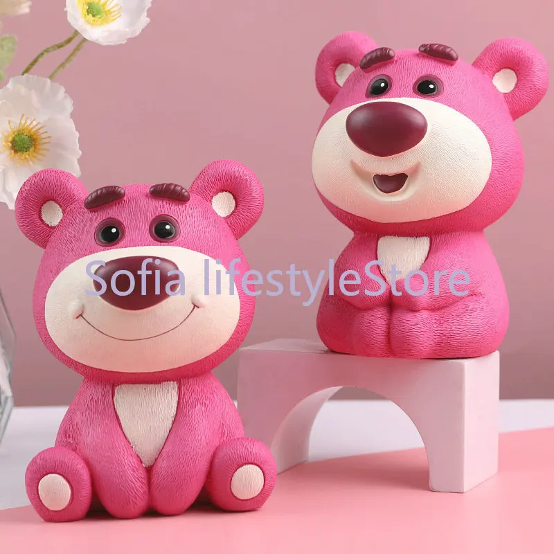 Strawberry Bear Piggy Bank Cartoon Cute Coin Bank Money Box Piggy Bank Adorable Gift Saving Pot Pink Piggie Bank Piggy Bank Cute