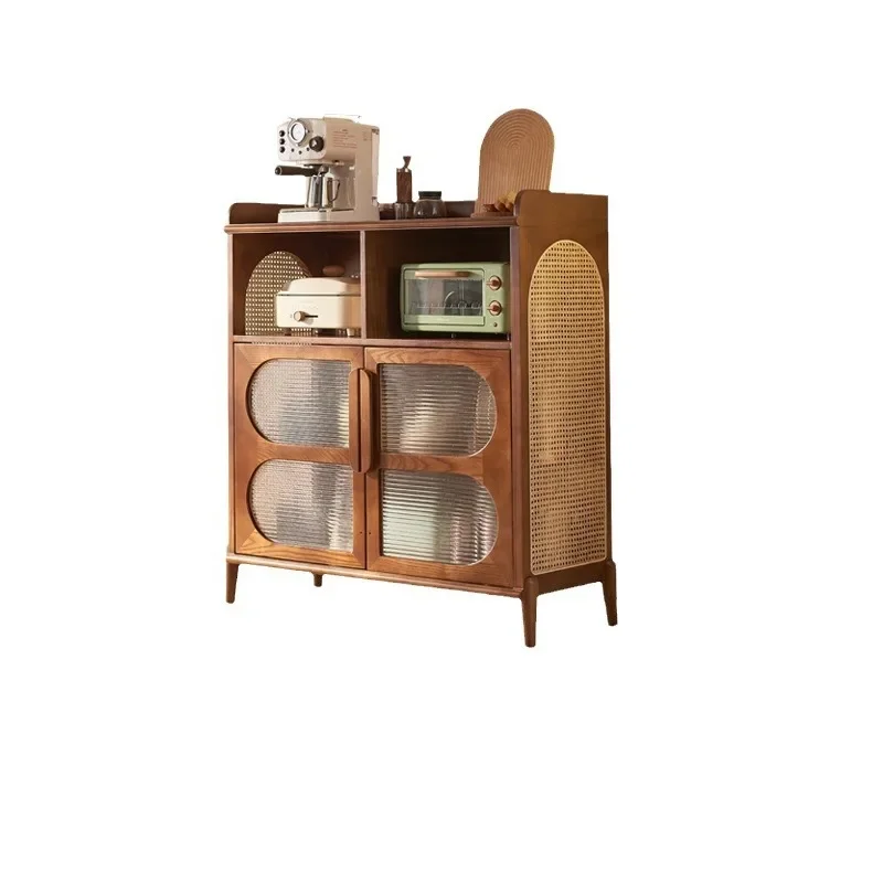 

Nordic solid wood rattan, dining side cabinet living room, medieval style homestay, locker, wabi-sandy wind entrance