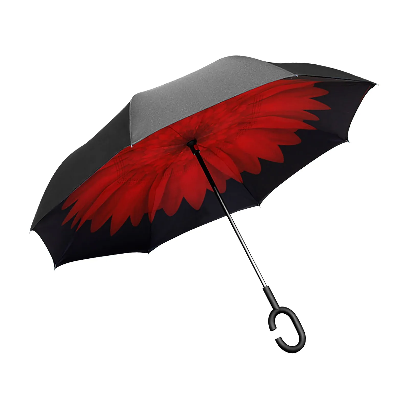 C Handle Windproof Reverse Folding Umbrella Man Women Sun Rain Car Inverted Umbrellas Double Layer Anti Uv Self Stand Parapluie