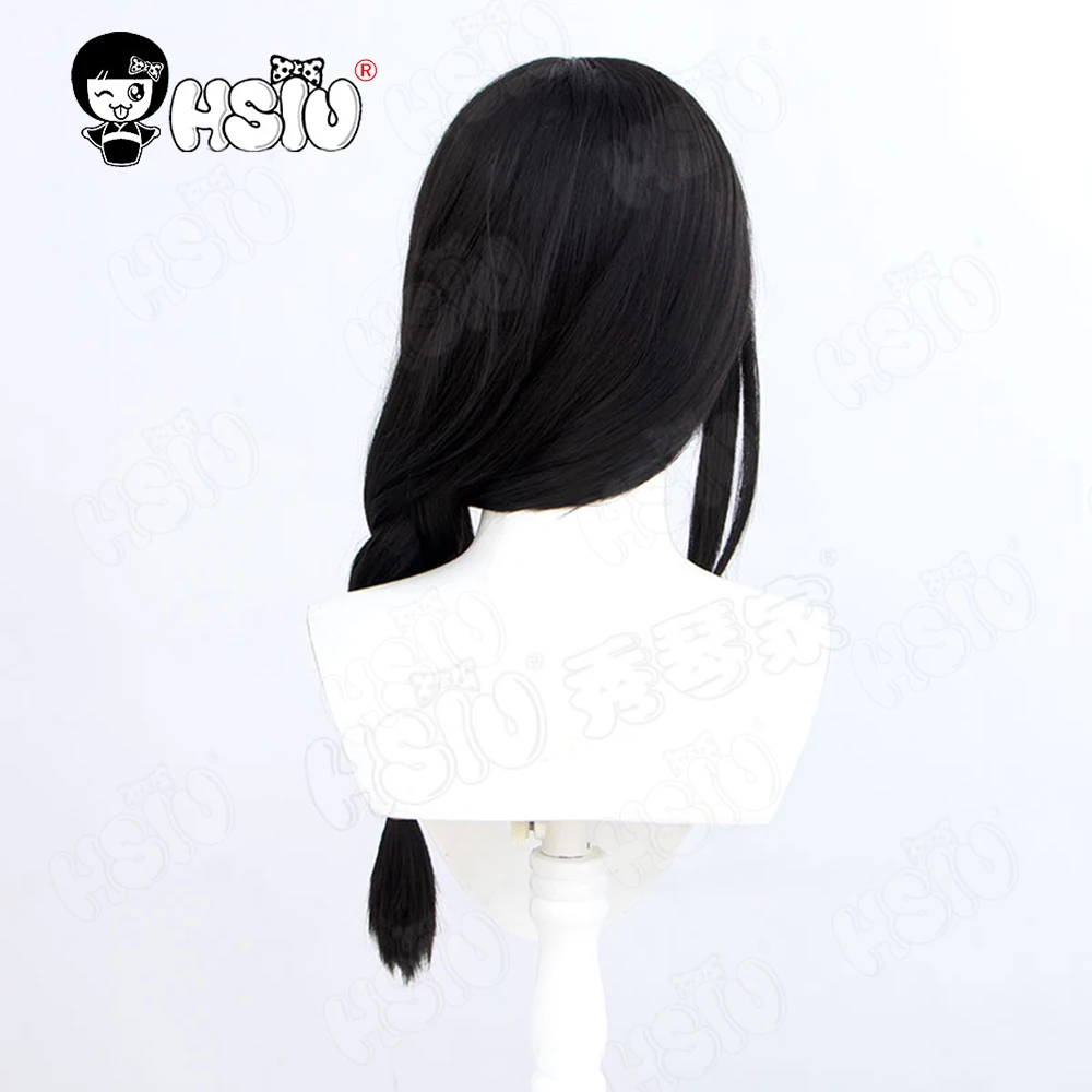Nayuta Wig Cosplay HSIU 60CM rambut palsu sintetis tahan panas rambut panjang kepang hitam Wig + Wig cap Anime gergaji pria Wig cosplay
