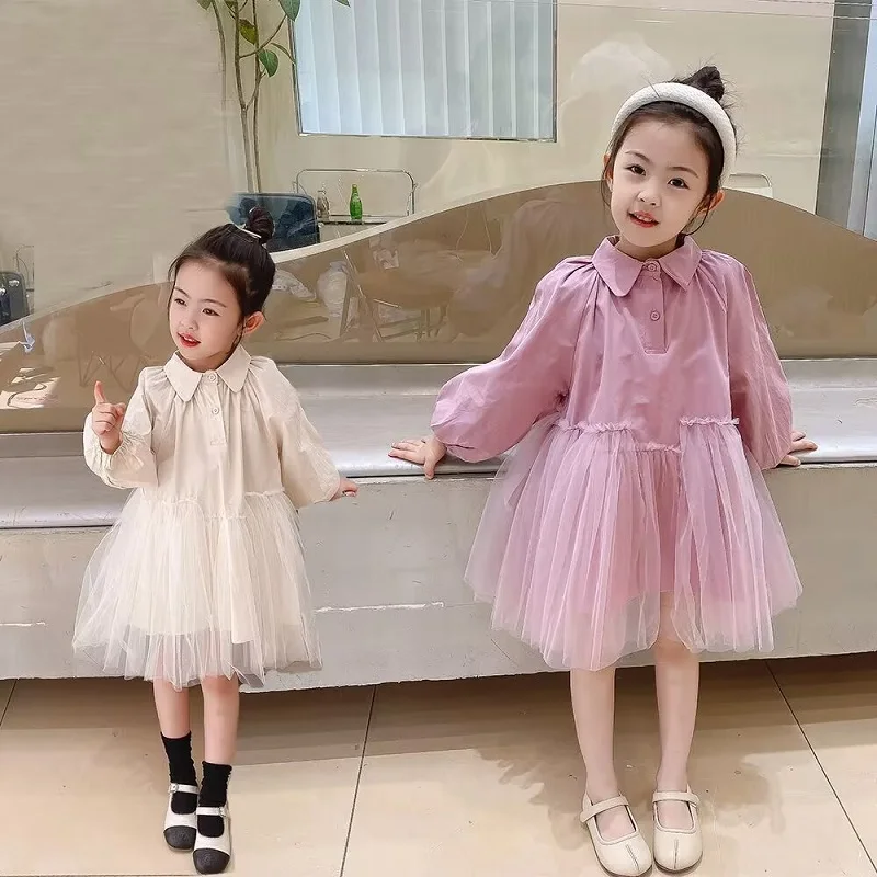 

Fashion Baby Girl Cotton Shirt Tutu Dress Child White Black Gauze Blouse Long Summer Autumn Spring Outfit Baby Clothes 3-14Y
