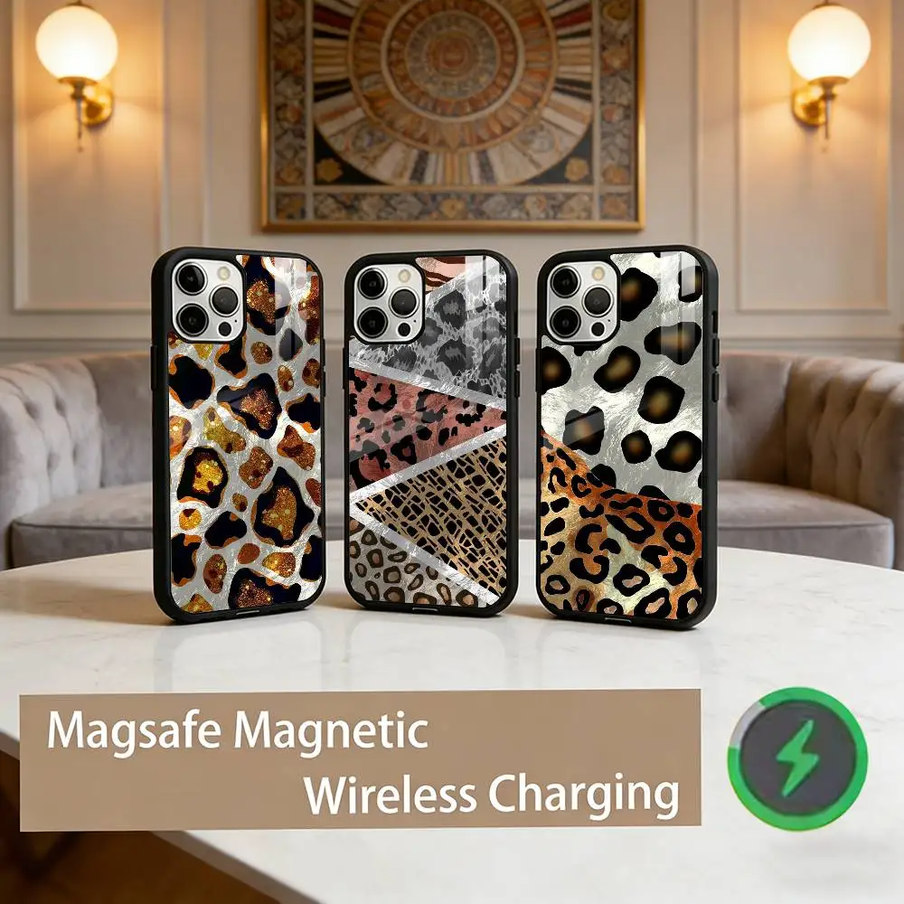 

Fashion Tiger Leopard Print Phone Case For iPhone17,16,15,14,13,12,11 Plus,Pro Max Magnetic For Magsafe Wireless Charging