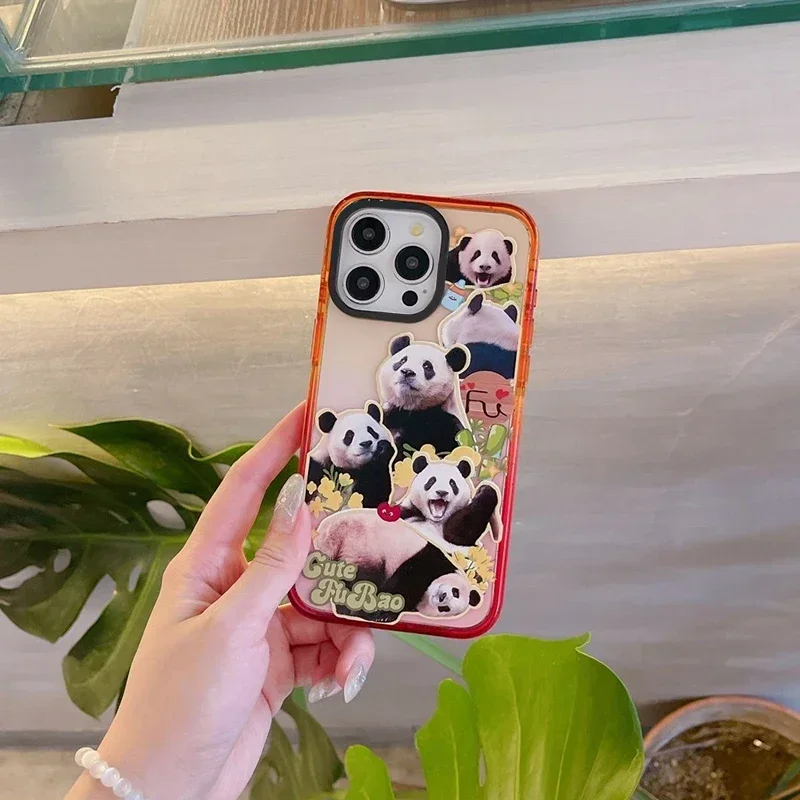 

Panda Cat Peach Gradient Border 2.0 Acrylic Phone Case Cover for IPhone 11 12 13 14 15 16 Pro Max Case