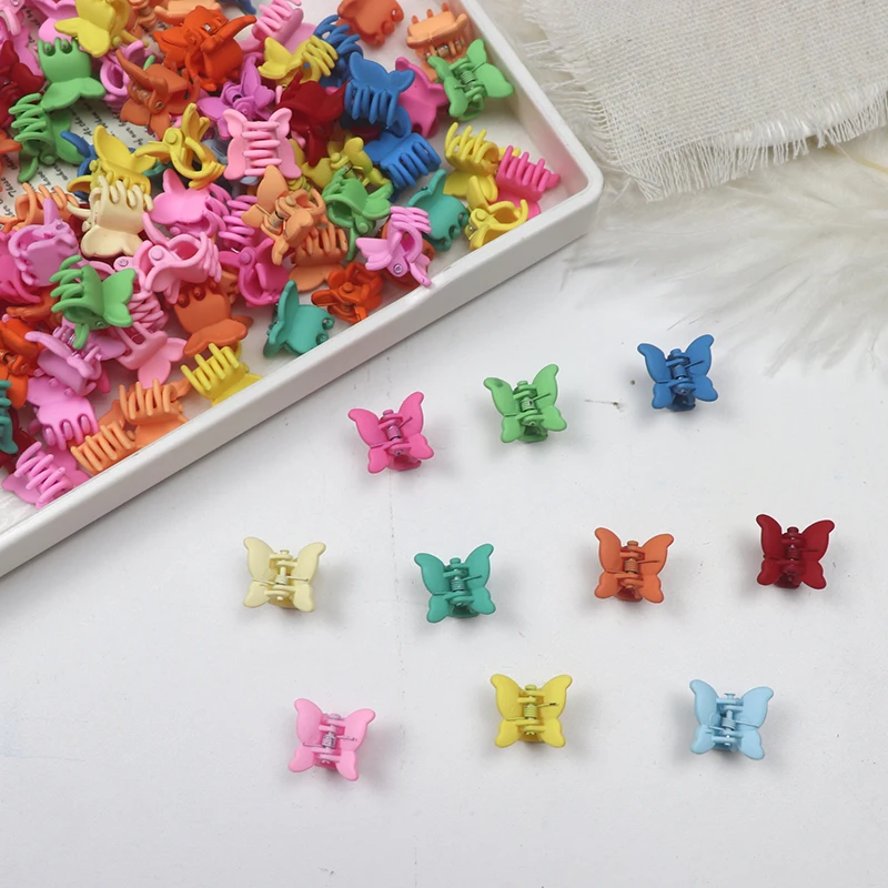 10/20/30Pcs Butterfly Shape  Hair Claw Clip Girls Hair Accessories  Mini Cute Cartoon Hair Clips Candy Color Hairpins