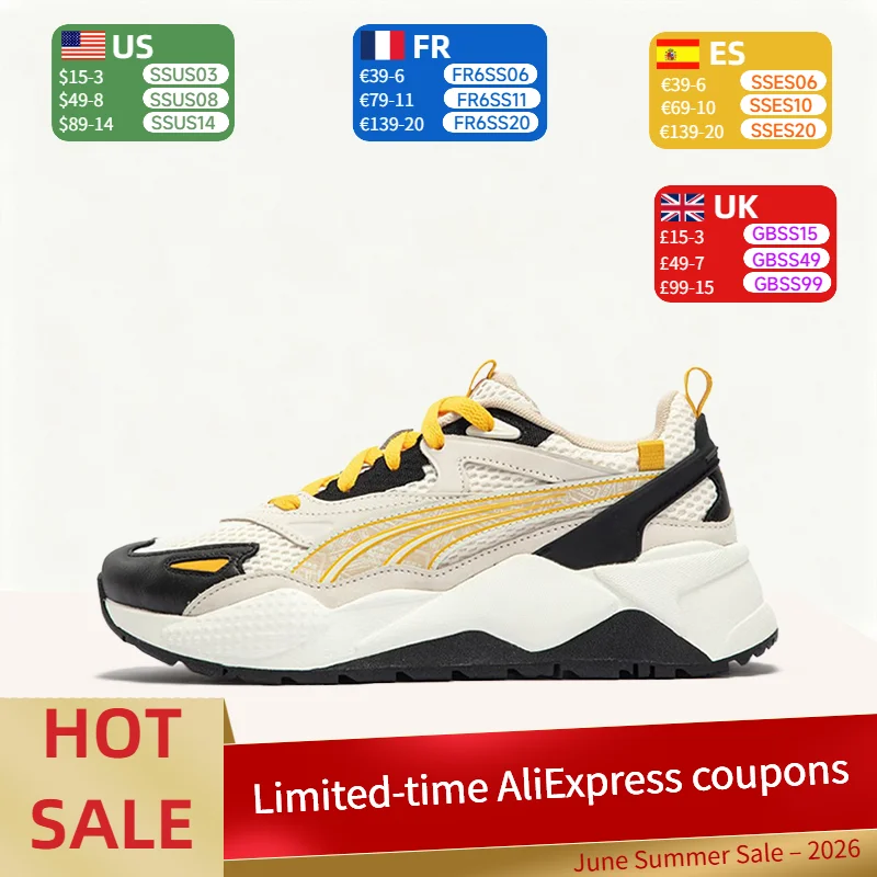 

Puma RS-X Efekt Breathable Supportive Versatile Durable Commuter Low-Top Casual Shoes (Unisex) Black,White, and Yellow 395233-01