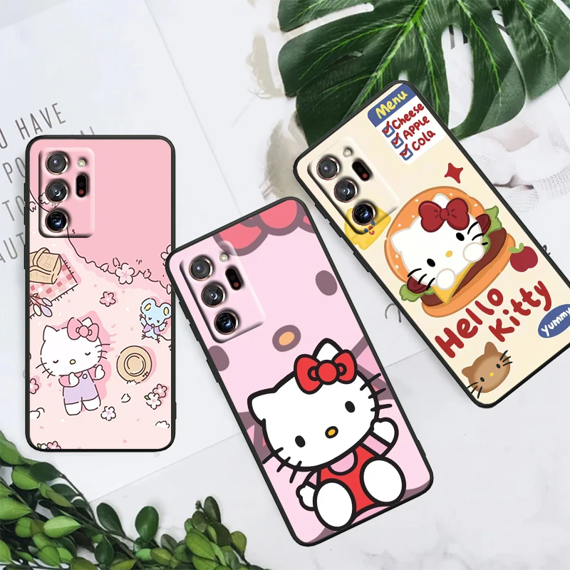 Hello Kitty Sanrio Cartoon For Samsung Note 20 10 Ultra Plus A31 A14 A12 A70 A34 A25 A04 A05 A15 A24 5G Black Back Phone Case