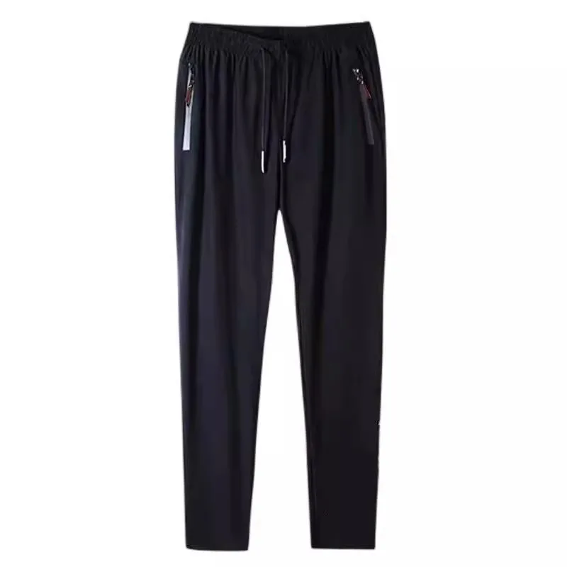 Summer Men's Comfortable Breathable High Elastic Casual Pants Thin Ice Silk Straight Busin Loose Qui Dry Suit Pants