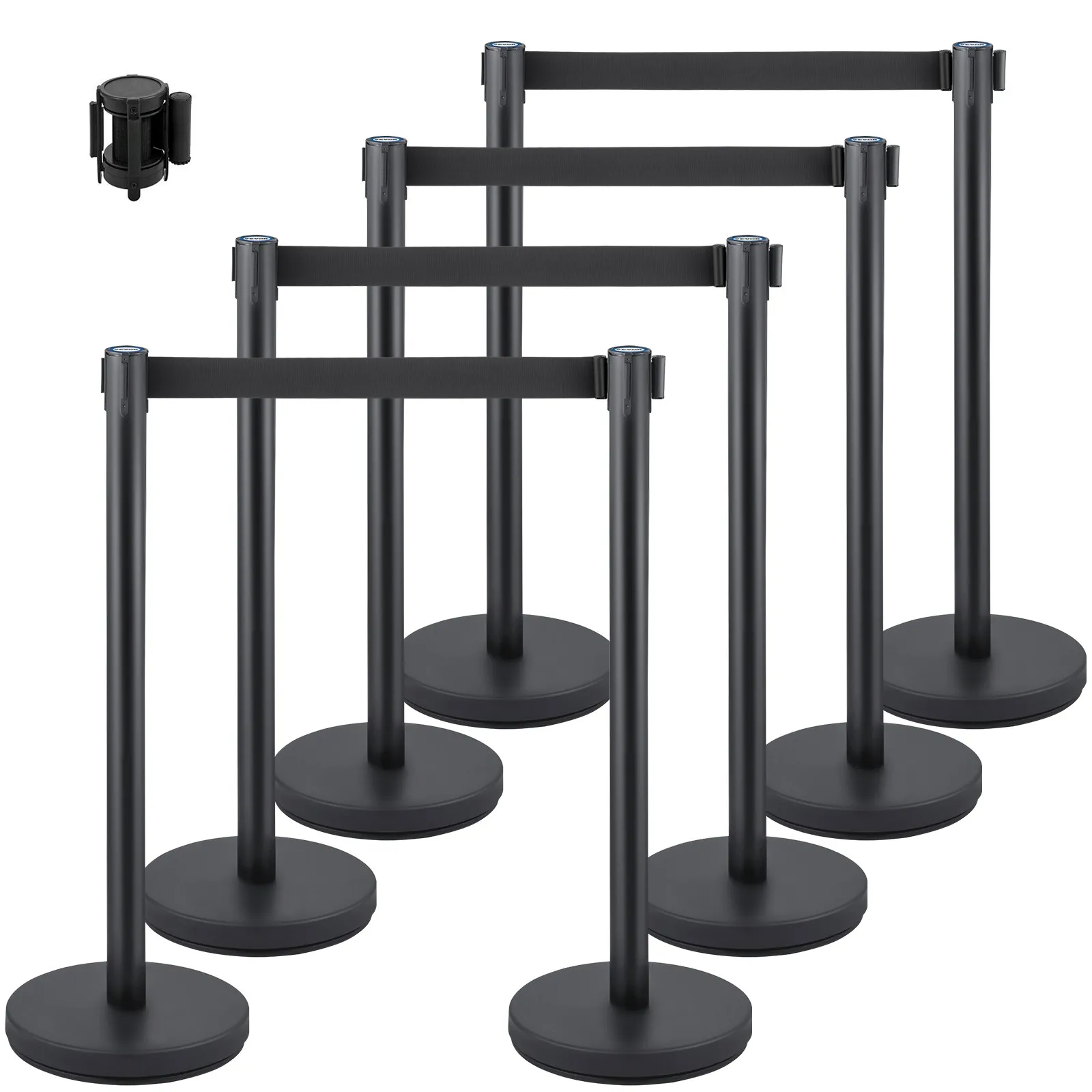 

8pcs Crowd Control Stanchion Stanchion with 6.6 ft/2 m Black Belt