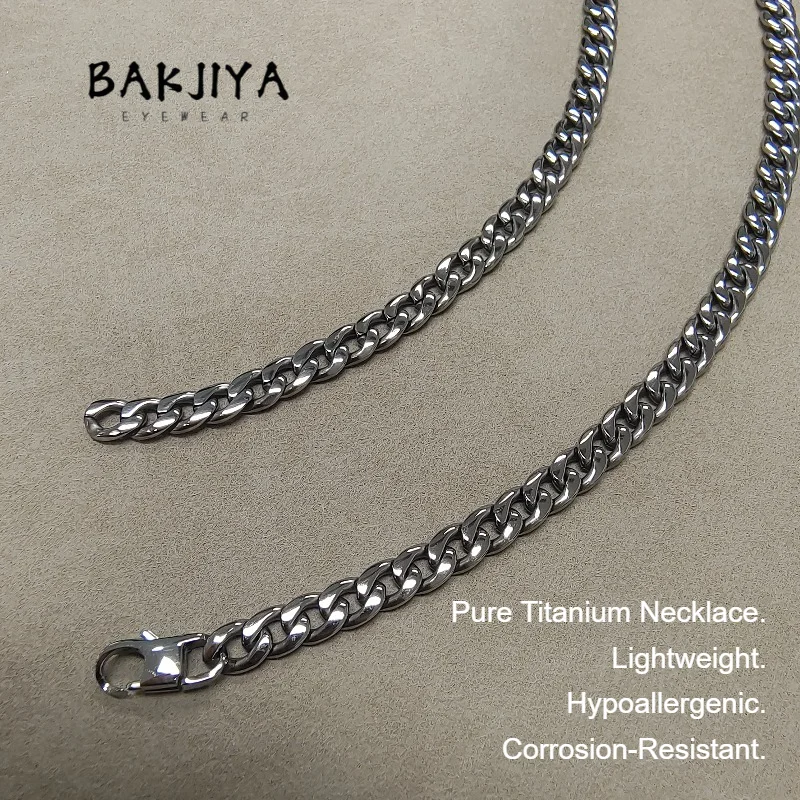 7.2mm Fashion All Titanium Necklace Men Cuban Chain NK Chain, Lightweight Hypoallergenic Arc Polished No Fading Collarbone Chain