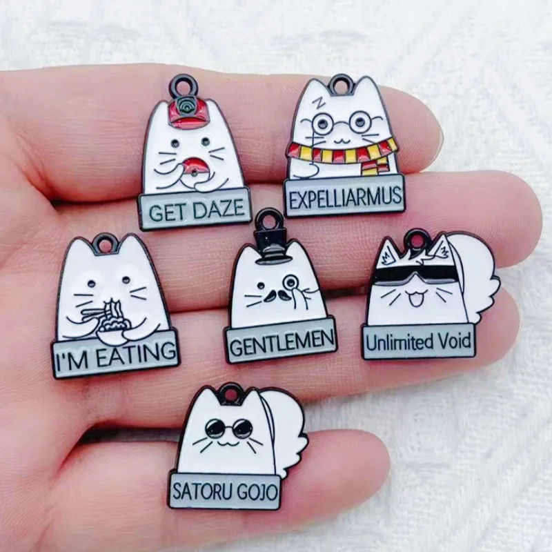 10 Stück Katzenanhänger aus Legierung mit Tropföl-Optik, DIY-Schmuck, Ohrringe, Schlüsselanhänger, Accessoires