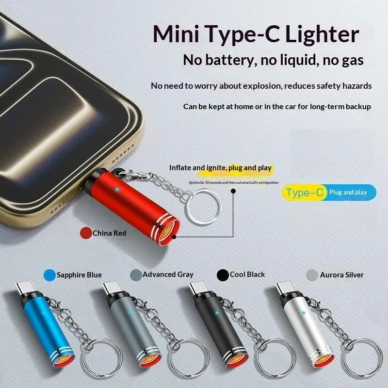 Type-C Mobile Cigarette  Adapter Air Blowing Cigarette  Outdoor Safety Portable Mini Cigarette Lighting Artifact