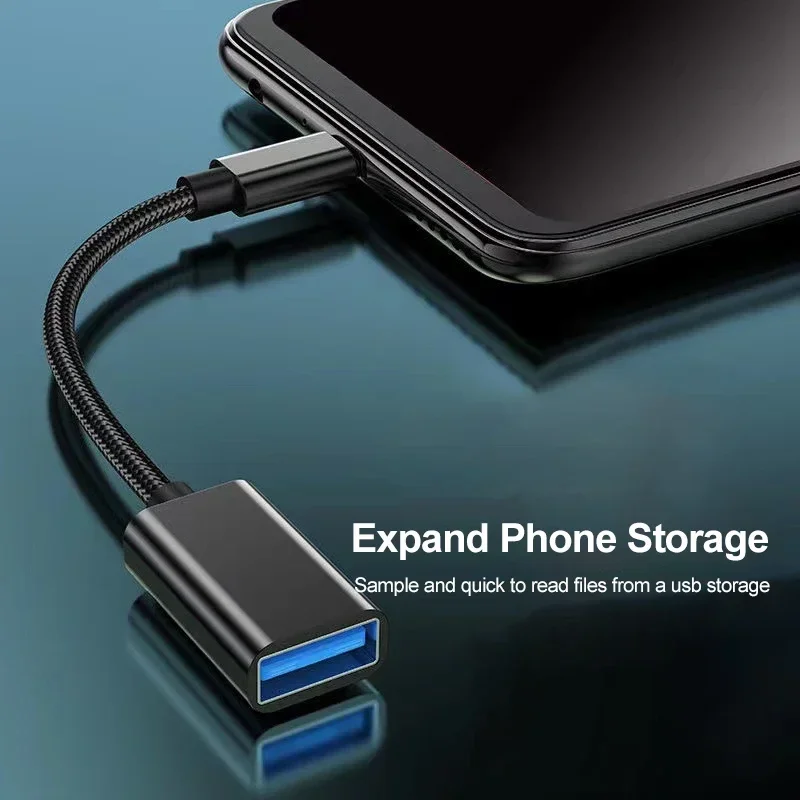 For Mobile Phone USB Female to Type C Male Adapter OTG 15.5CM Long Cable For Xiaomi Samsung S20 Huawei OTG Data Cable Converter