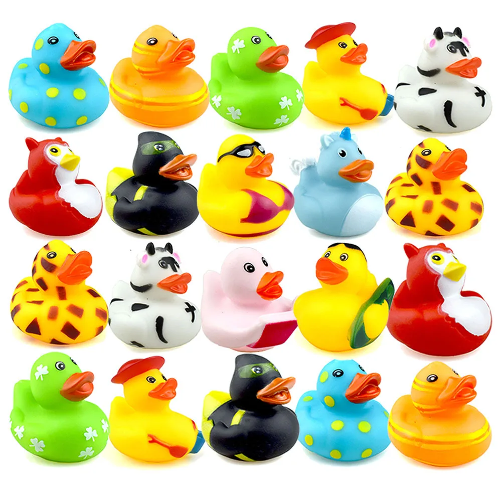 

5Pcs 2024 New Cartoon Cute Little Yellow Duck Series Toy Model Children's Summer Bath Water Play Toys Squeeze And Squeak Ducks