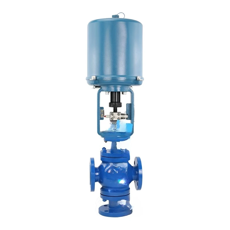 Steam heat transfer oil split flow combined flow hot water temperature control valve