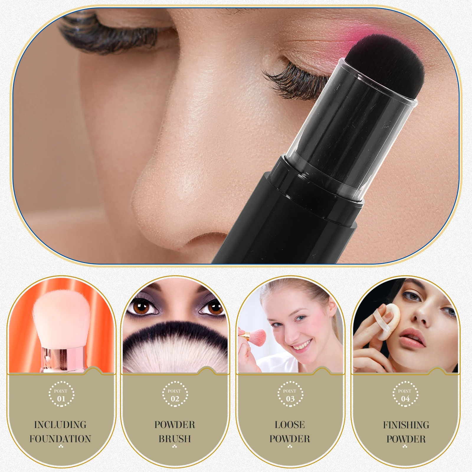 Cepillo para polvos, limpiador de polvo de uñas recargable, maquillaje, colorete, base facial, aplicador de viaje duradero