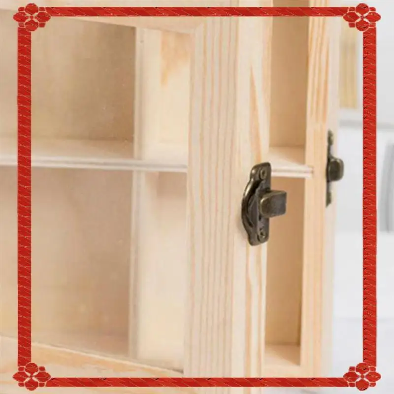 

24-Hour Delivery Display Cabinet Wooden Tea Coffee Rack Storage Box Storage Box 6Compartment Wood + Glass 1 PCS