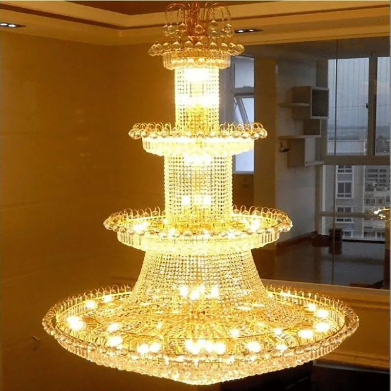 

Gold, living room, chandelier, crystal, hotel, villa, simple, modern