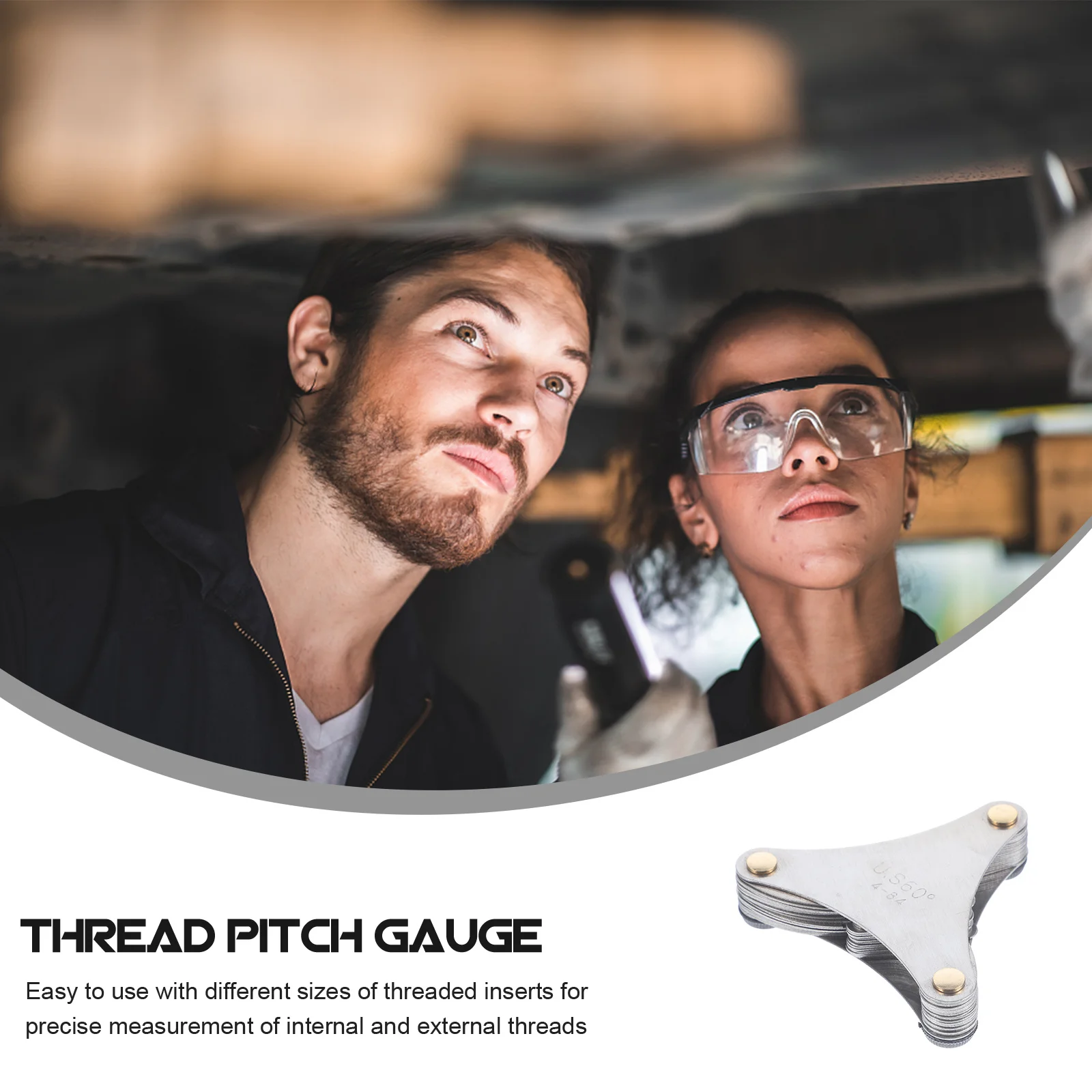 51pcs 나사 피치 게이지 스테인리스 스틸 다목적 나사 측정 도구 내외부 나사 정밀 측정용