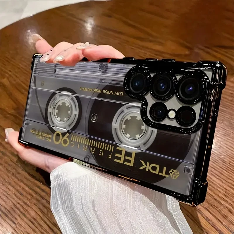Image 3: Coque de téléphone souple à motif cassette rétro plaquée pour Samsung Galaxy A56 A36 5G, S26 S25 Ultra S24FE S23 A16 A55 S22 S21