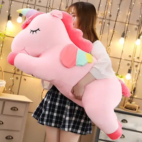 25 cm-35 CM Kawaii géant licorne en peluche jouet doux en peluche licorne poupées douces animaux cheval jouets pour enfants oreiller cadeaux d'anniversaire
