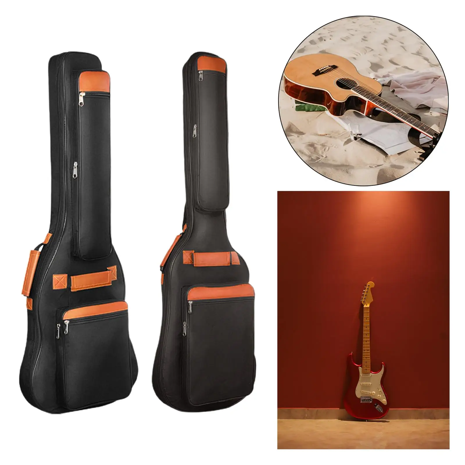 Electric Guitar Bags, Backpack Adjustable Shoulder Strap Black Electric for Stage Performance Acoustic Music Instrument